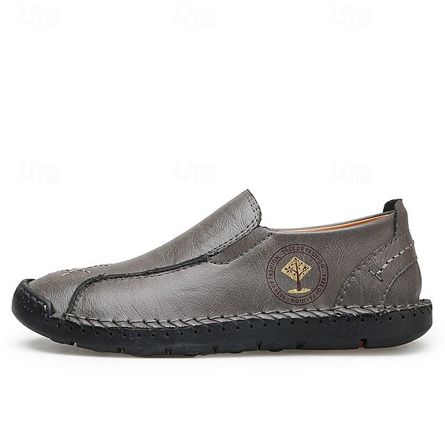 Moccasins Leather Genuine – Men's Beige Faux Handmade