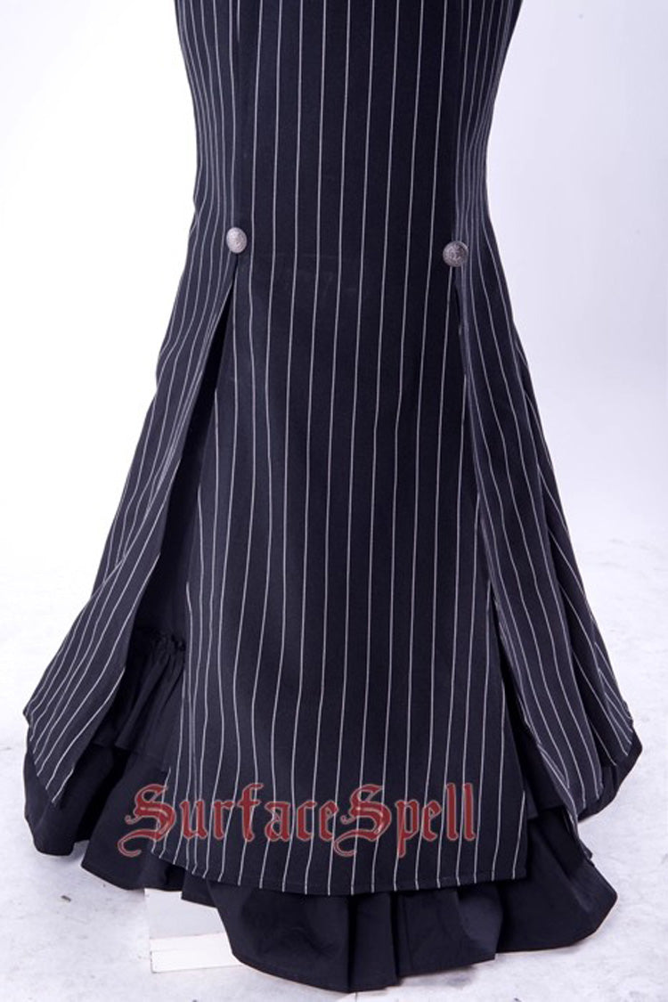 Black Lorelei Striped Print Gothic Lolita Mermaid Maxi