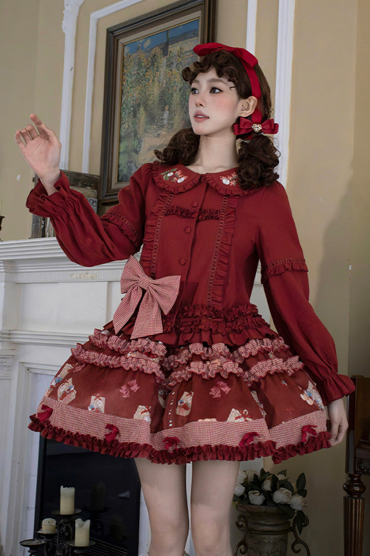 Strawberry Farm Print Embroidery Skirt