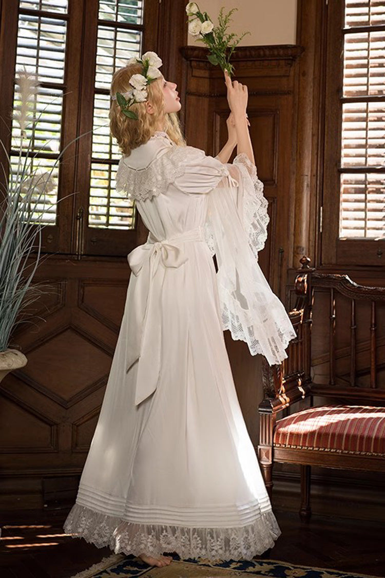 Ivory Flared Trumpet Sleeves Ruffled Lace Princess Jumper