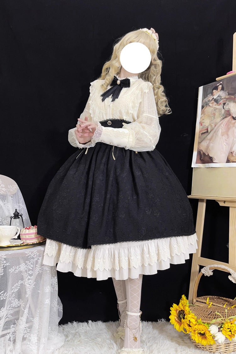 Black Heart of Rose High Waisted Ruffle Lace-Up Vintage Palace Skirt