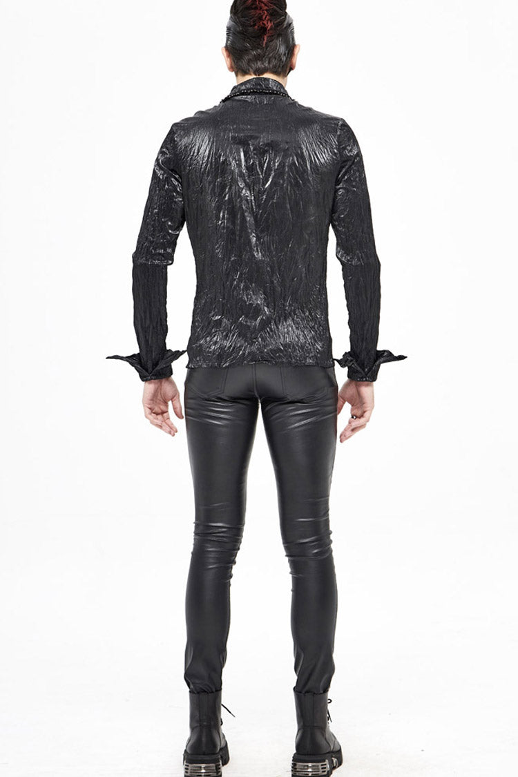 Punk Shirt with Twill Fold Collar and Metal Rings