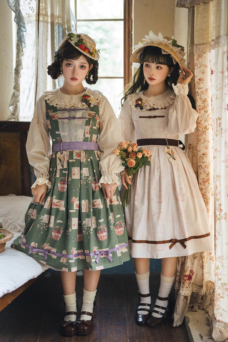 Watercolor Print JSK Dress with Sweet Elegance - Forest
