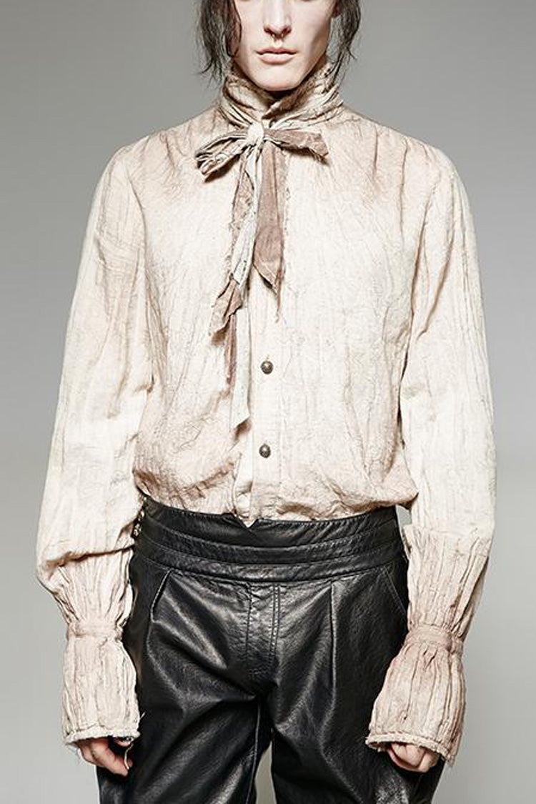 Ivory Victorian Steampunk Long Lantern Sleeve Retro Buttoned Men's Shirt