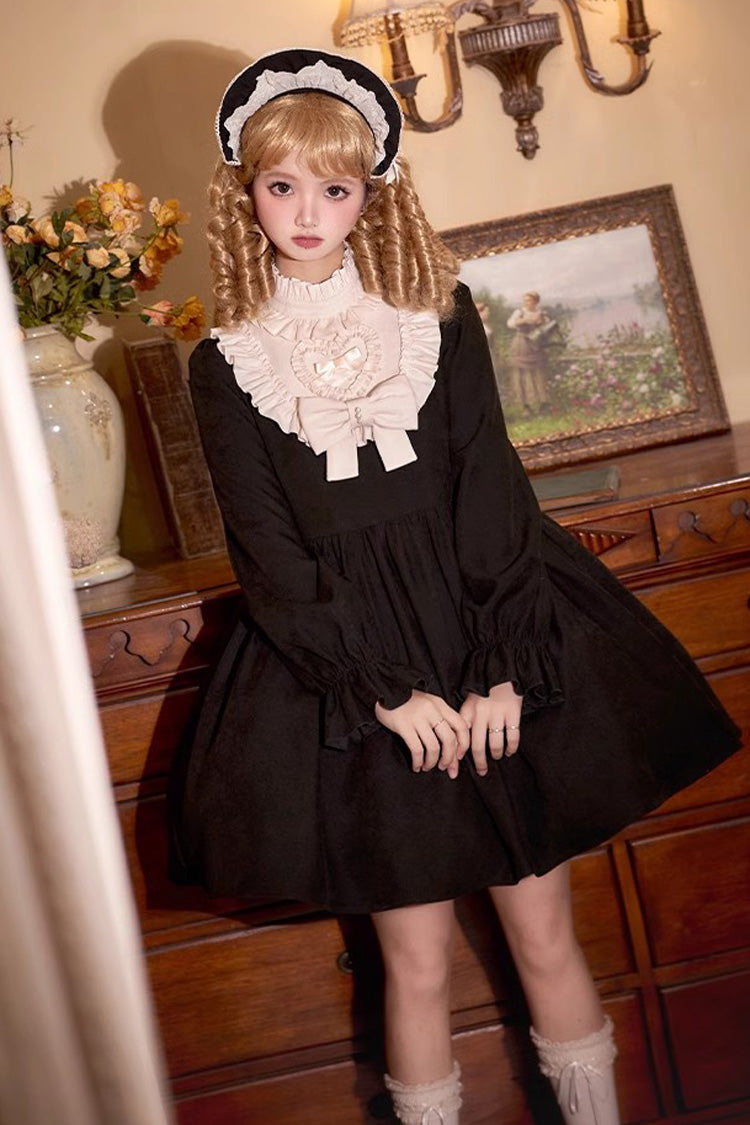 Noir Long Sleeve Bow Lace Sweet Vintage Dress - Twilight Choir