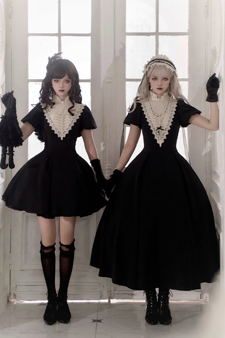 Black Gothic Short Sleeve Ruffled Nun Lolita Dress