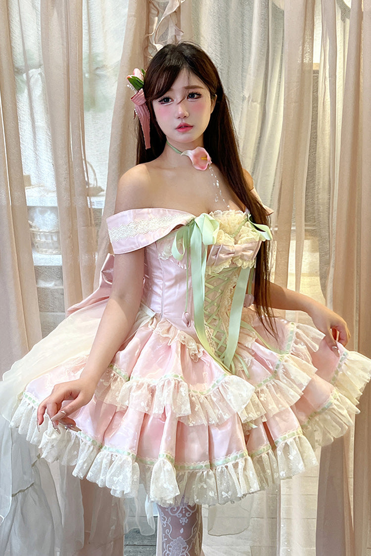 Tulip Love Song Princess Dress with Boat Neck & Ruffles