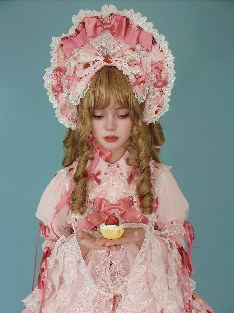 Yellow Sweet White Lolita / Pink Bonnet