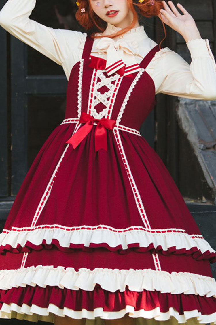 Classic Lolita JSK Dress - High Waist Ruffled Bowknot Multi-Layer