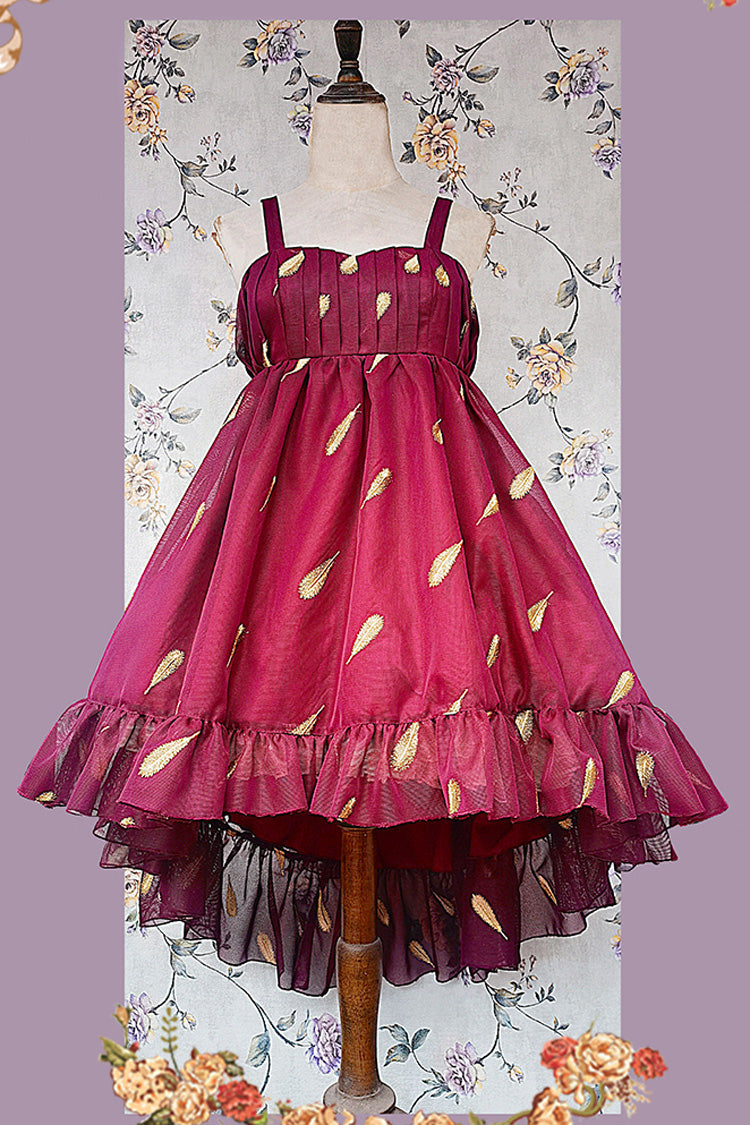 Feather Snowflake Embroidery Sleeveless Ruffle Bow Sweet Lolita JSK in Three Shades