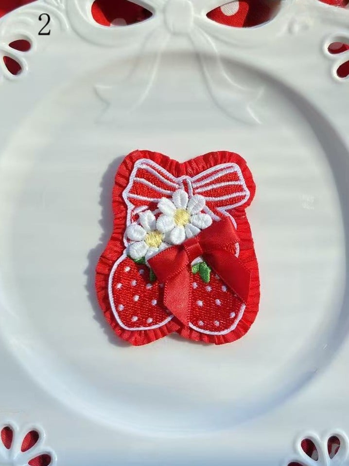 Decorated Cherry/Strawberry/Cake Brooch/Hairclip Options Bowknot 11