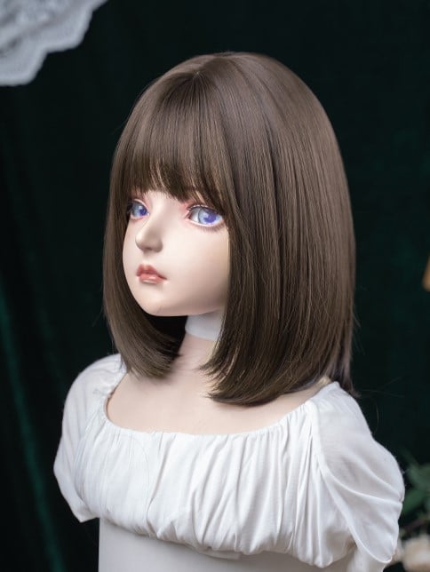 Air With 40CM Length Dark Bangs Brown Synthetic Wig