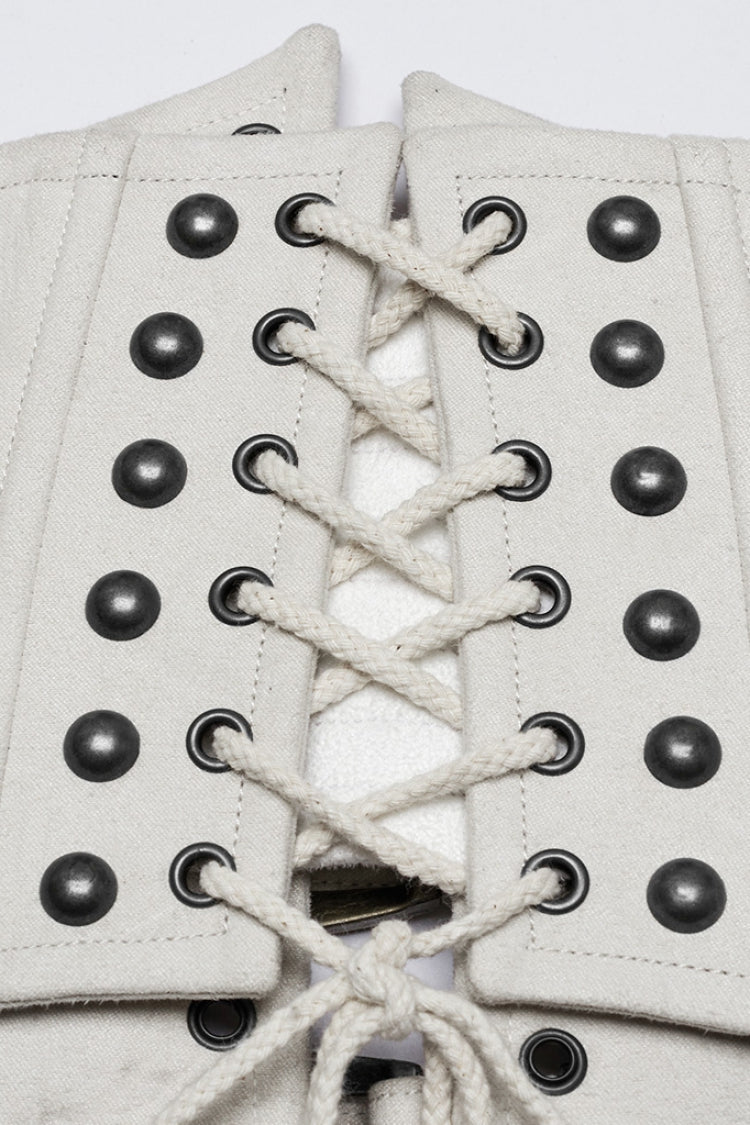 Ivory Multi-Buckle Underbust Punk Waist Cincher
