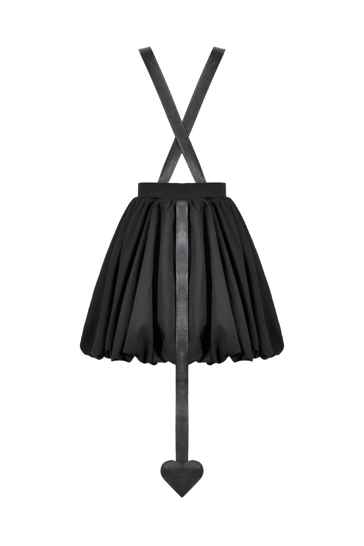 Gothic Suspender Dress with Bat Wing Buckles and Tail for Graduation