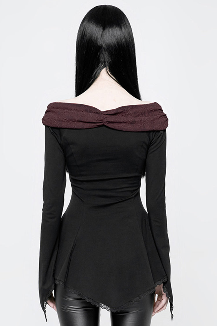 Punk Blouse for Her with Bertha Neck & Embroidered Sleeves