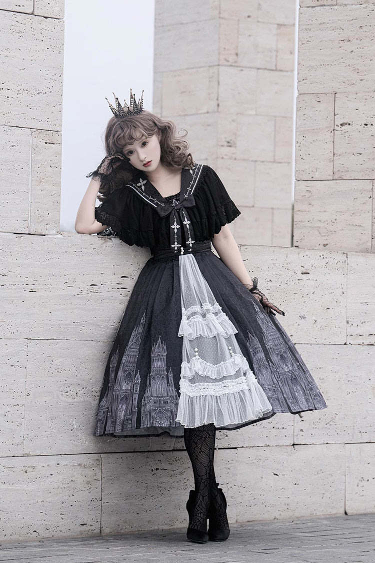 Sleeveless Print Lace Gothic Vintage Princess Lolita Jsk Dress