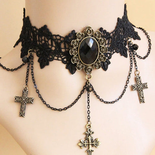 Cross Collar Harajuku Lace Gothic Necklace