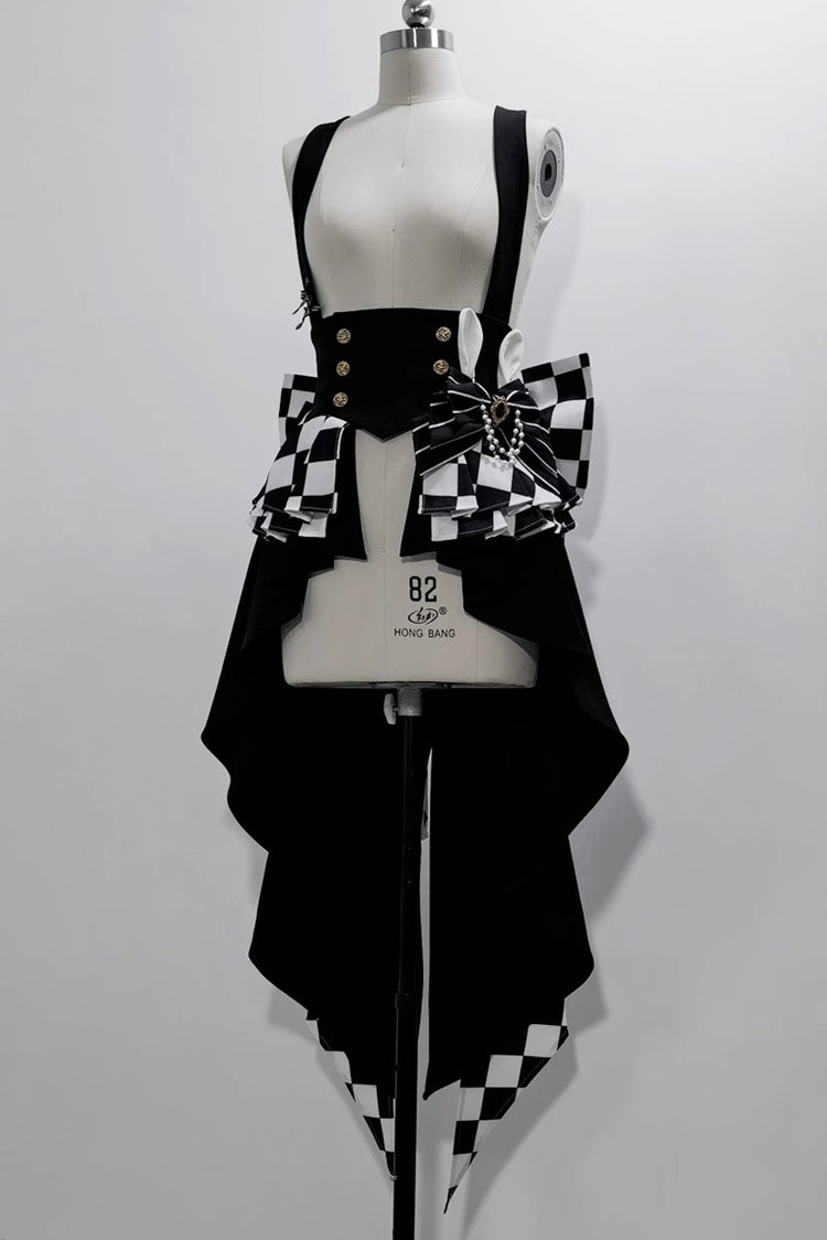 Monochrome Checkerboard Ouji Lolita Girdle with Rabbit Motif