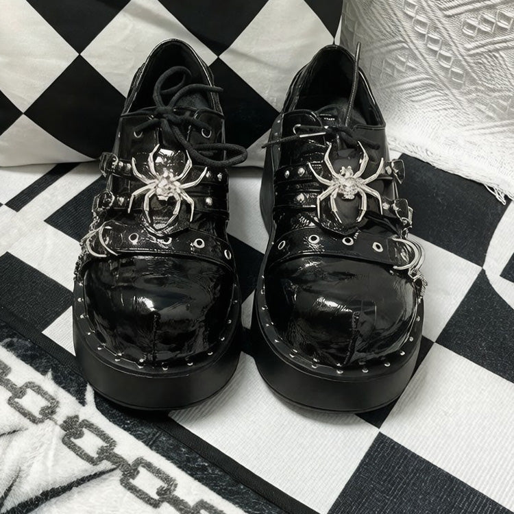 Spider Design Platform Shoes with Chains - Gothic Punk Style