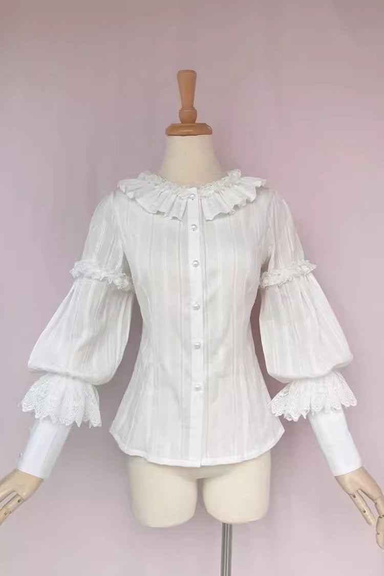 Ivory Jacquard Ruffled Sweet Blouse