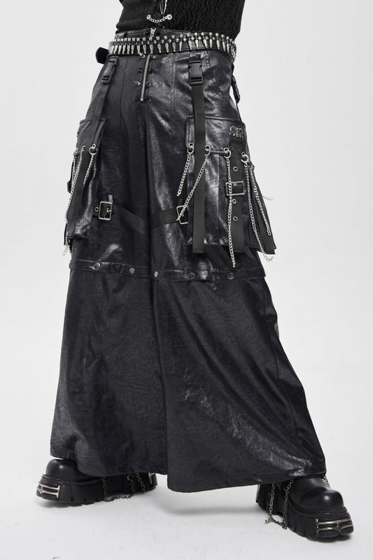 Men's Punk Pants with Big Pockets & Strappy Chain Accents