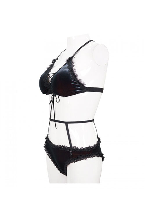 Velvet Lace Up Gothic Swimsuit