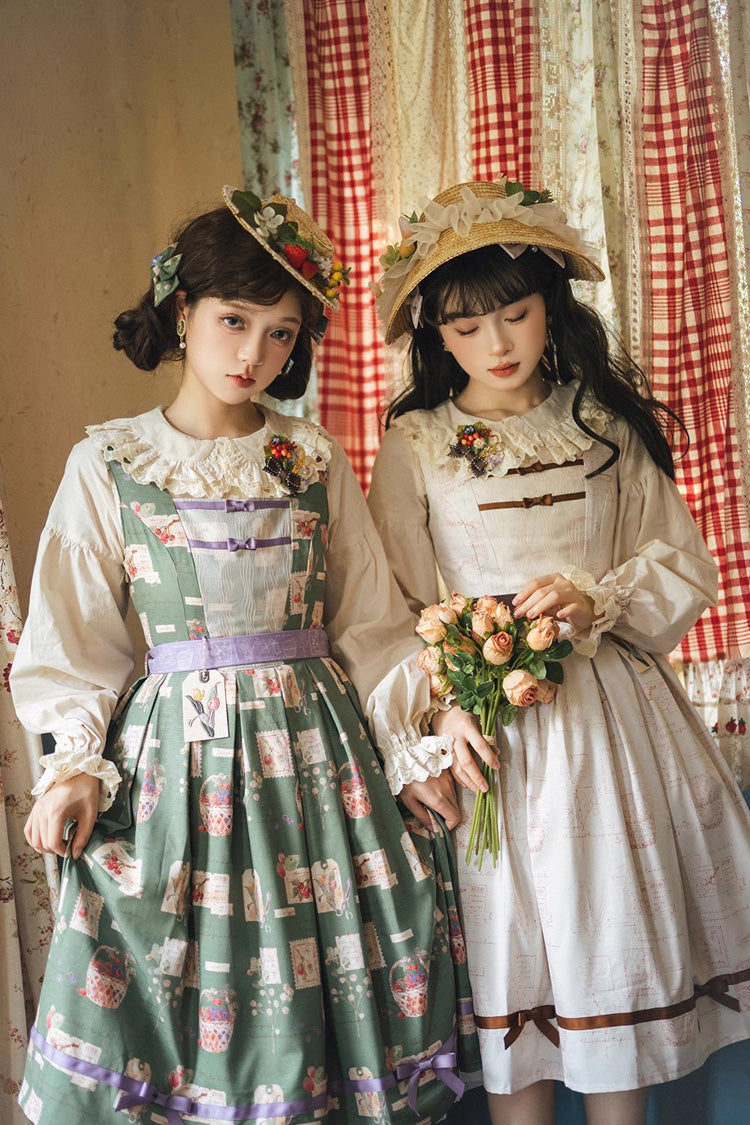 Watercolor Print JSK Dress with Sweet Elegance - Forest