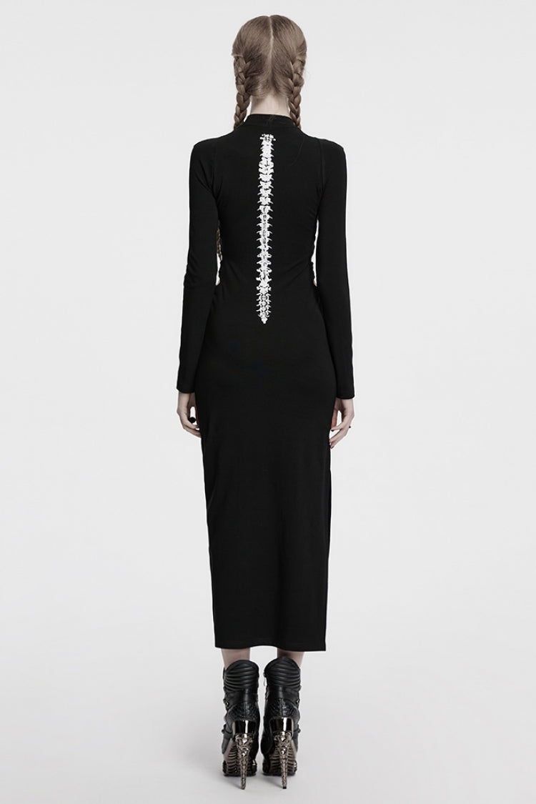 Skeleton Print Cutout Hollow Gothic Dress