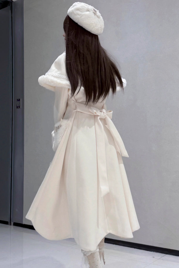 Detachable Cape Bowknot Elegant Princess Long Coat - Confession Poem