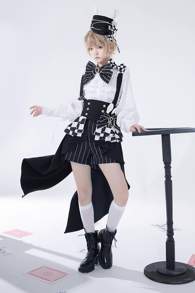 Monochrome Checkerboard Ouji Lolita Girdle with Rabbit Motif