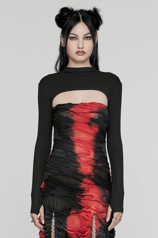 Jet Black Long Sleeve Punk Cape for Women - Dramatic Silhouette