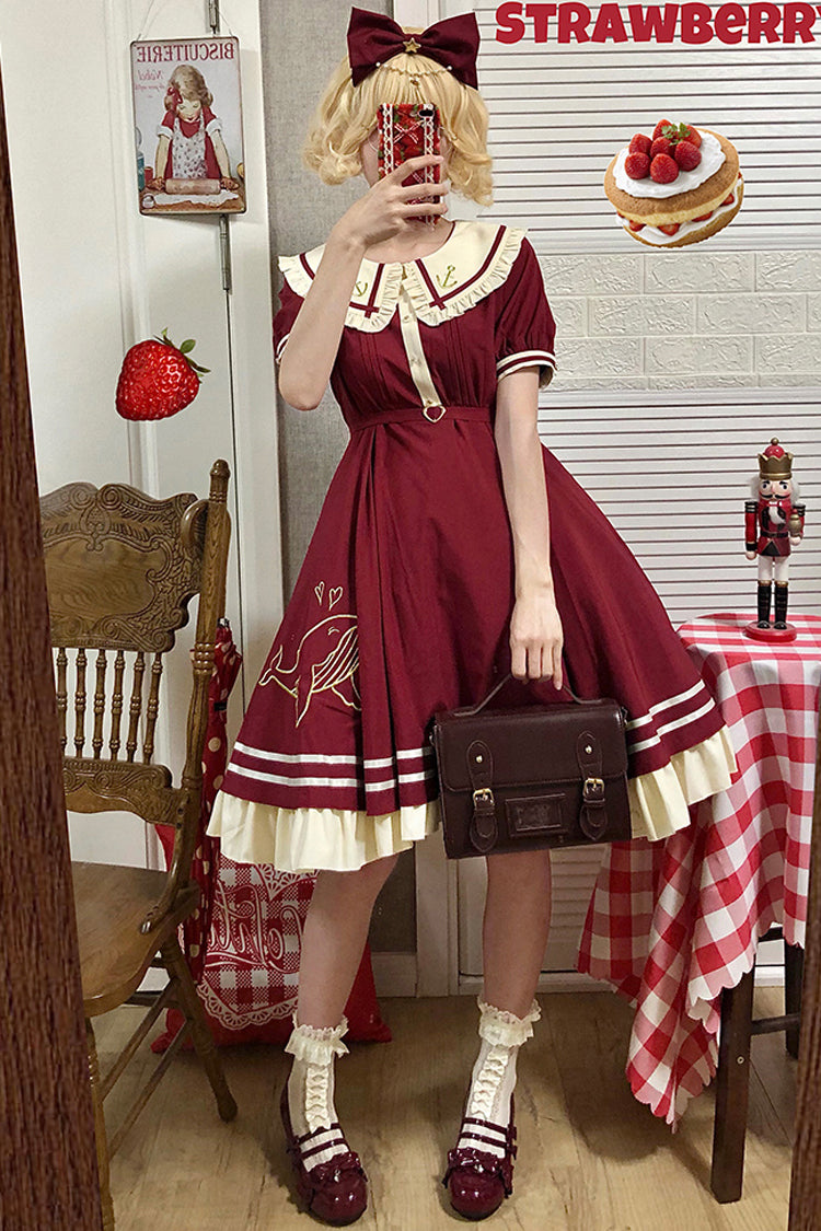 Navy Sailor Short-Sleeved Sweet Lolita OP