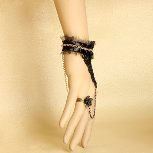 Elegant Rose Lace Gothic Ring Bracelet