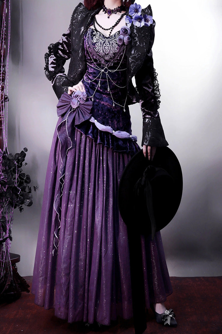 Purple Embroidery Lace Vintage Elegant Lolita JSK Dress