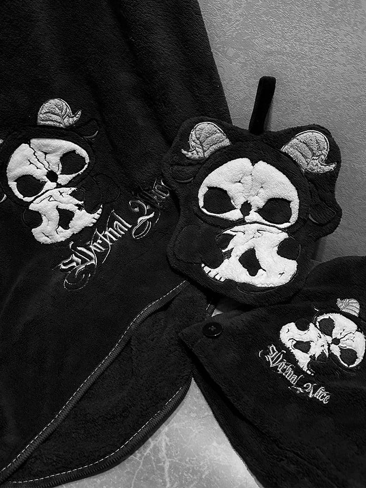 Reaper Hair Grim White Towel Black Gothic Hand Wrap Bath and Drying