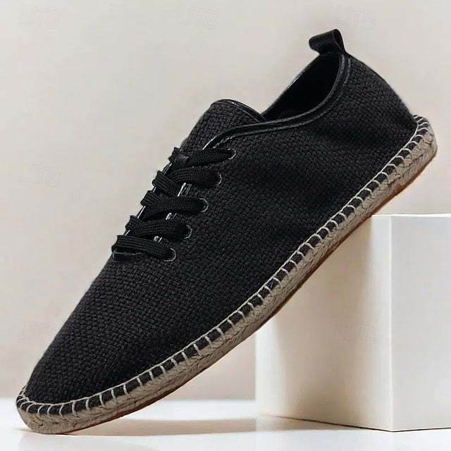 with Espadrille Jute Shoes Canvas Beige Lace-Up Men's Rope