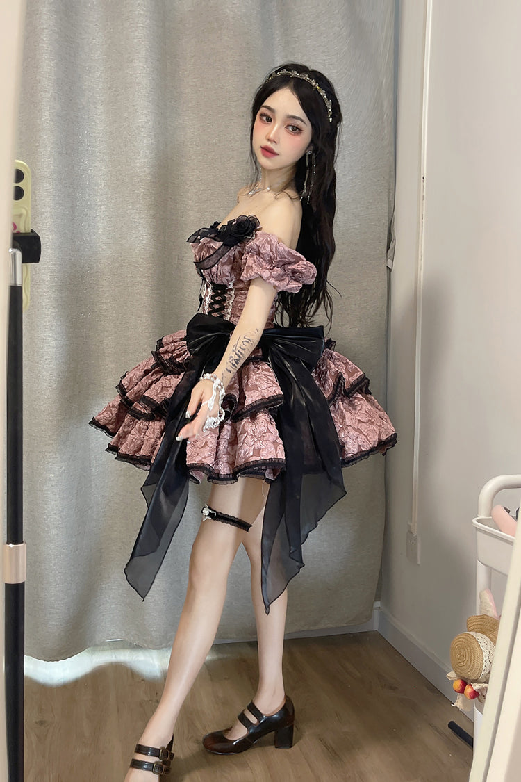 Pink Medea Kiss Short-Sleeved Gothic OP Tiered