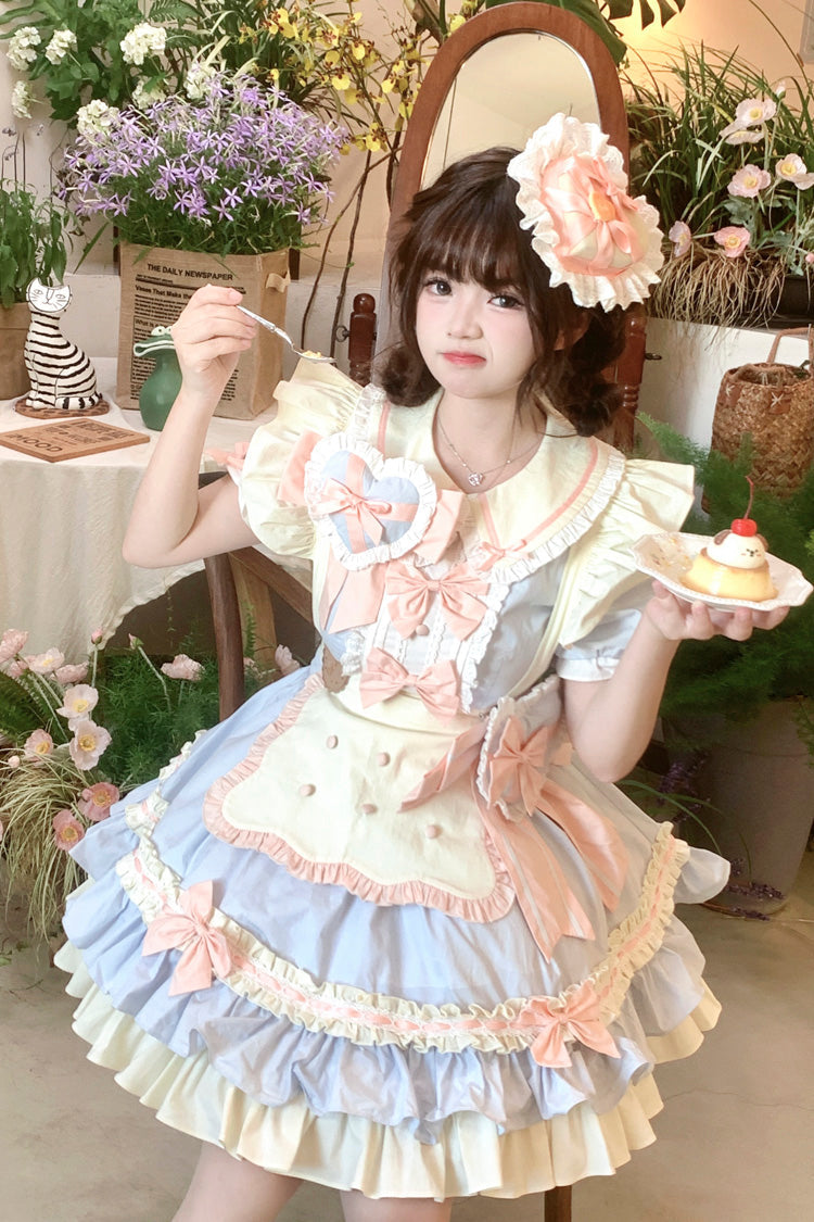 Cookies Short Sleeve Tiered Lolita Dress with Ruffles and Bow