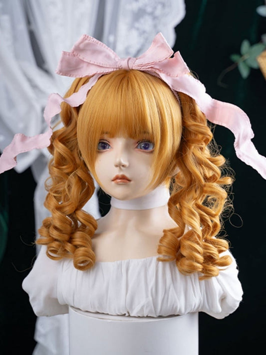 Claw Length 30CM Yellow Clips With Synthetic Ponytail Wig Double