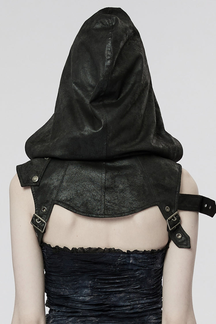 Steampunk Ghost Head Pendant Rivet Hooded Cape for Women