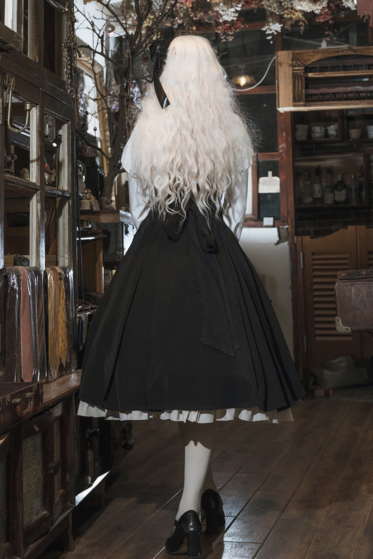 Black White Violin Variations Ruffled Embroidered Gothic Jumper Set