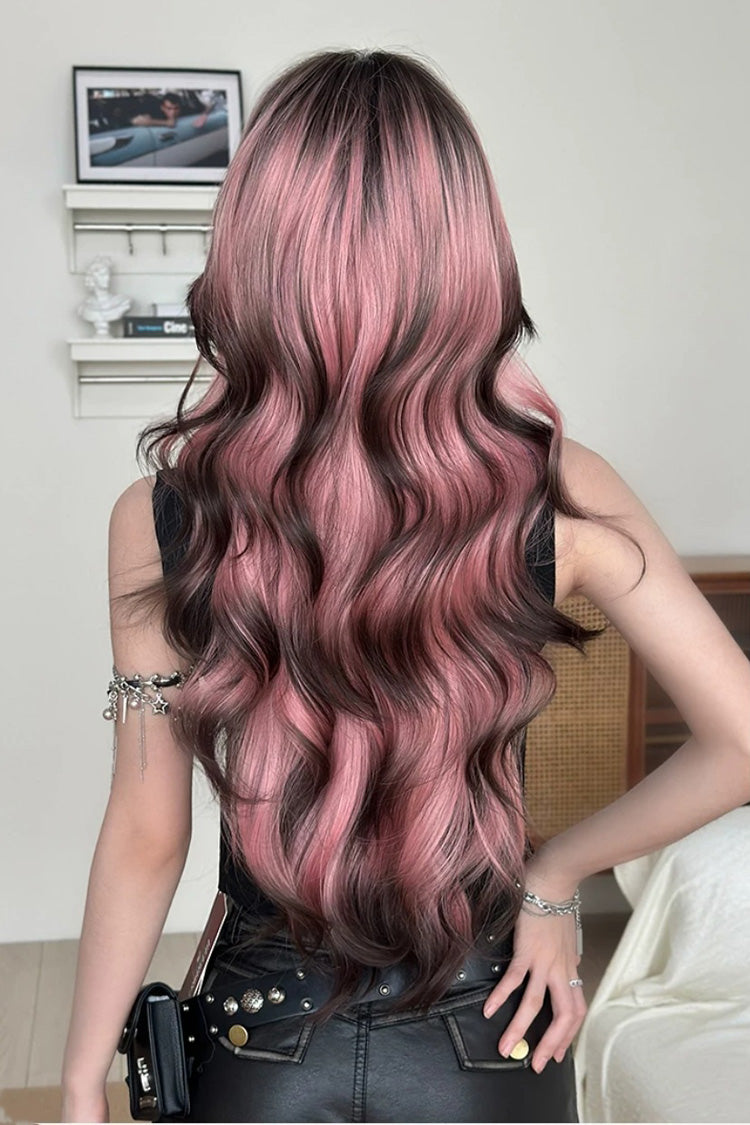 Y2K Harajuku Ombre Long Wig with Full Bangs, Loose Waves, 2 Shades