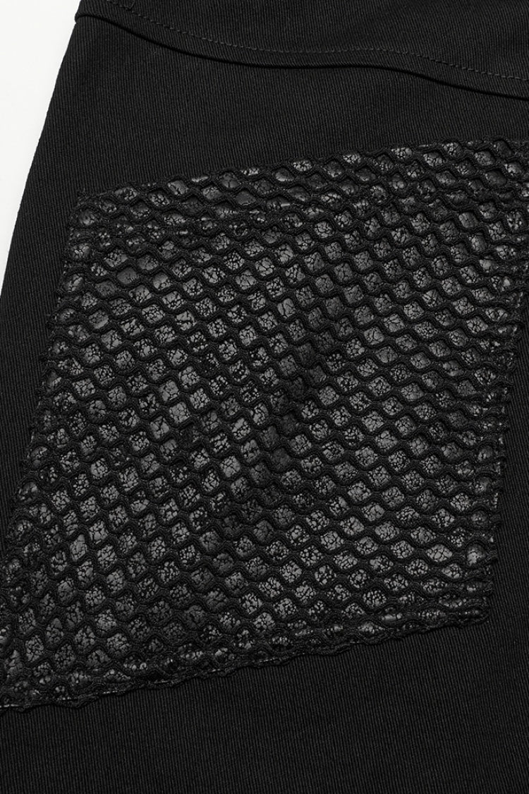 Steampunk Men's Pants with Rivets and Mesh - Cracked Leather - Two Shades