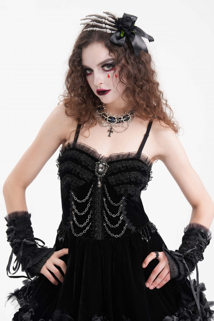 Gorgeous Palace Gothic Arm Sleeves with Mesh Eyelet & Bow Lace