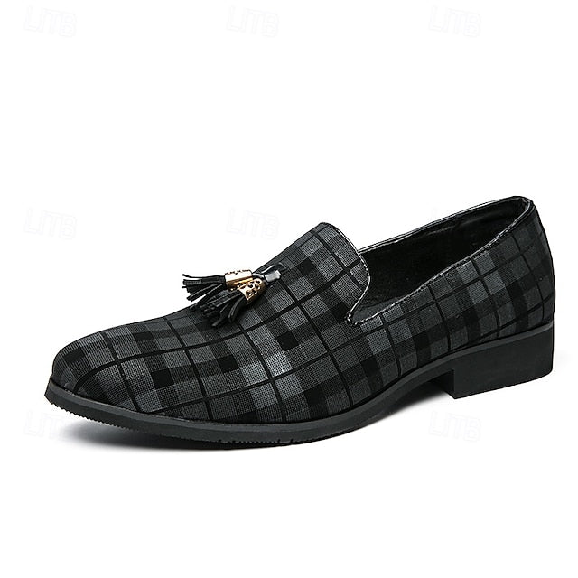 with Elegant Plaid Decoration Tassel – Loafers Men's