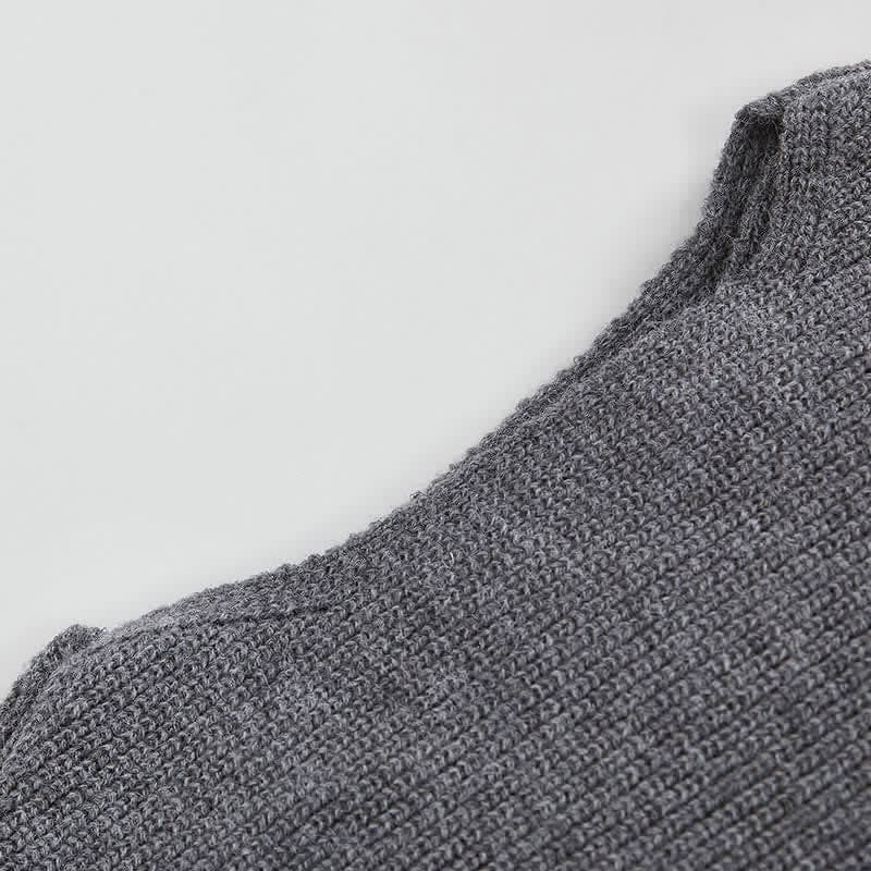 Chic Pure Color Cross Sweater Irregular Slip Dress Set