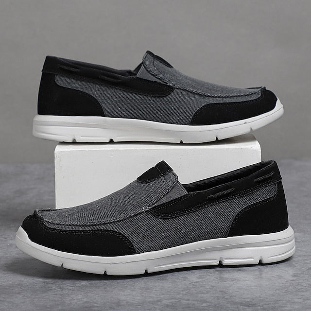 Beige Men's Slip-On Canvas Lightweight Loafers –