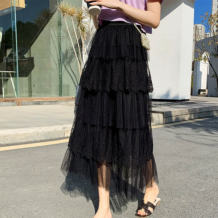 Elegant Lace Long Skirt