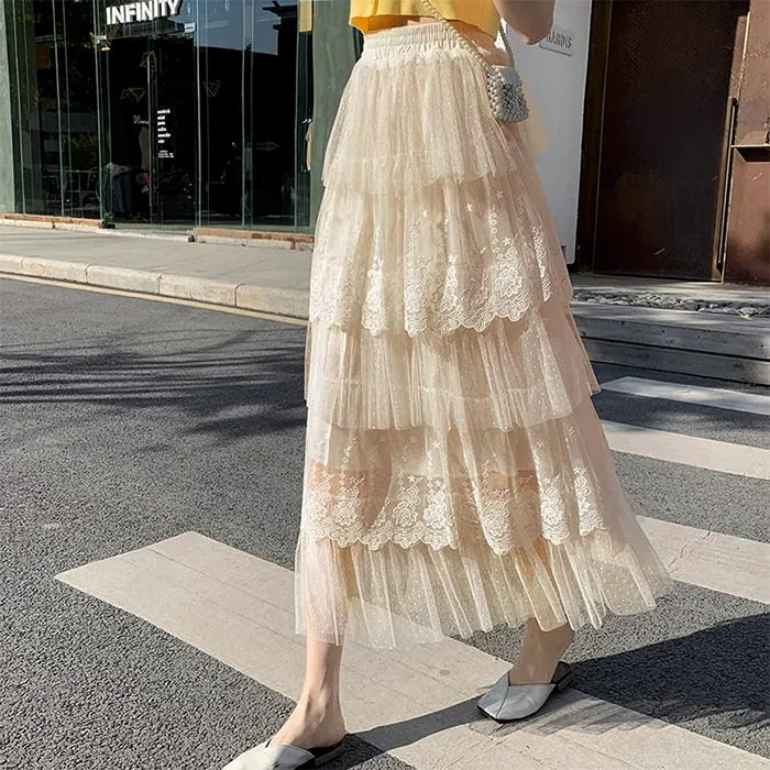 Elegant Lace Long Skirt