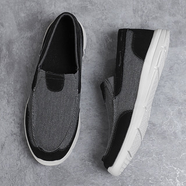 Beige Men's Slip-On Canvas Lightweight Loafers –